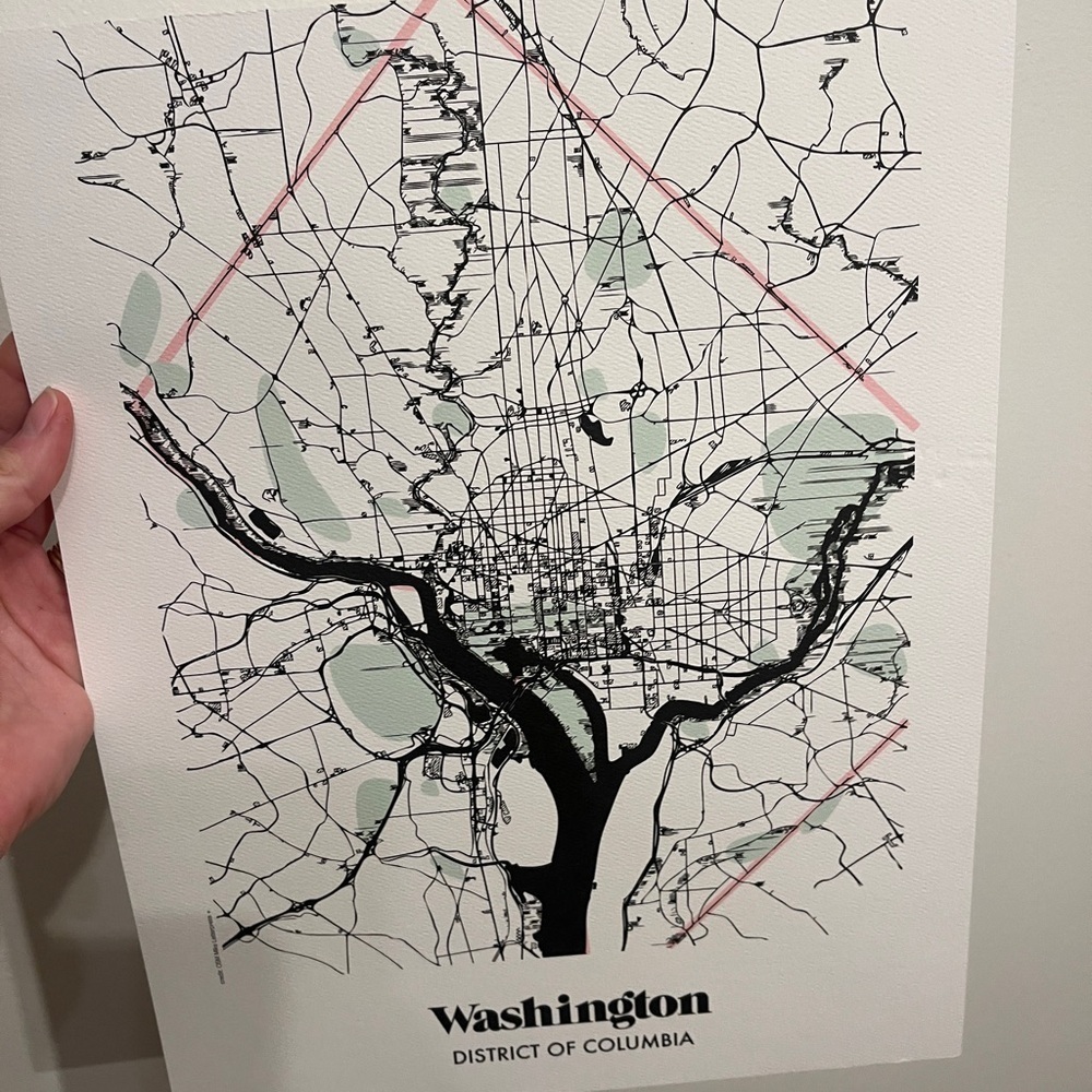 Hi Quality Washington DC Map Art Print
